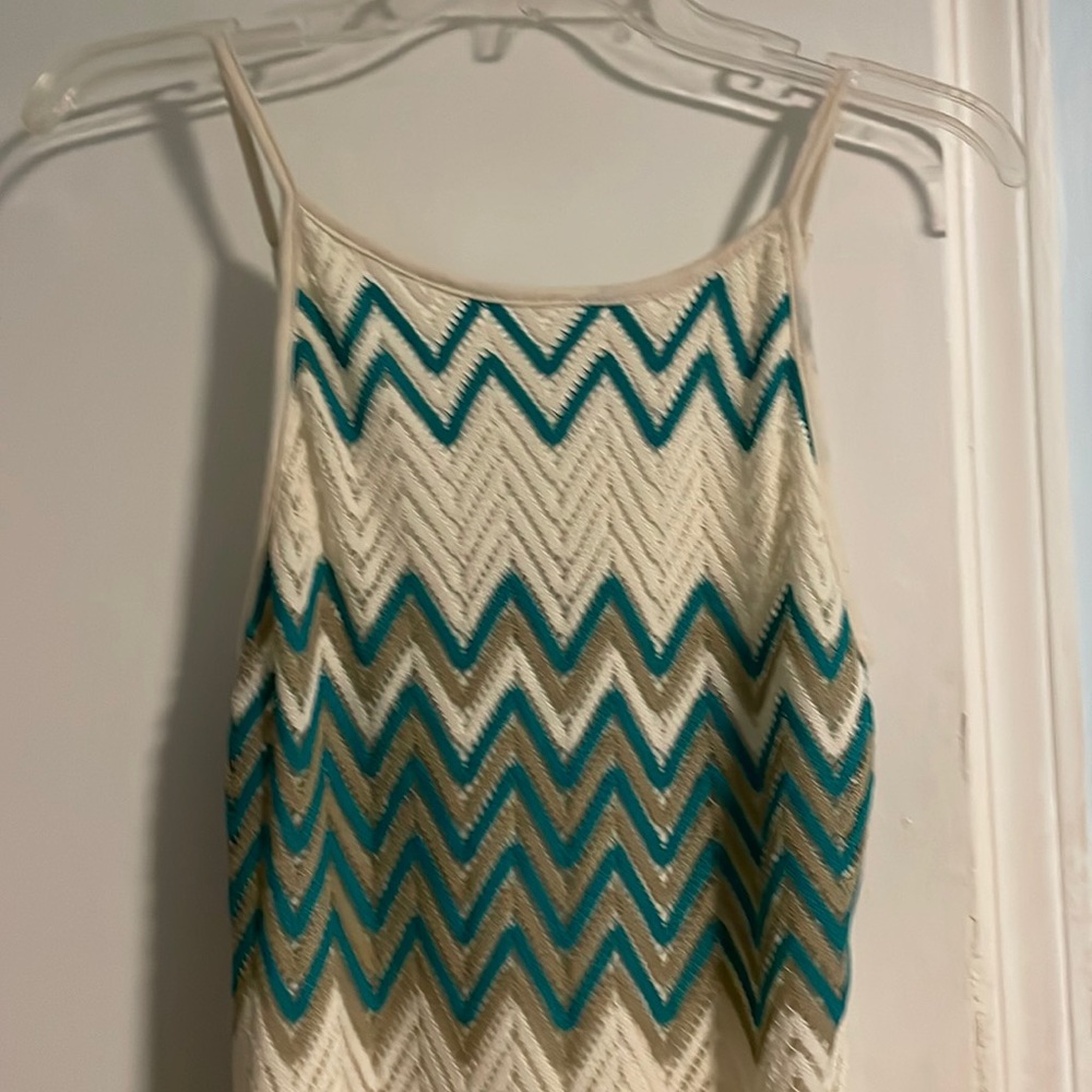 Romeo & Juliet Couture L Crochet Chevron Spaghetti Strap Boho Maxi Dress